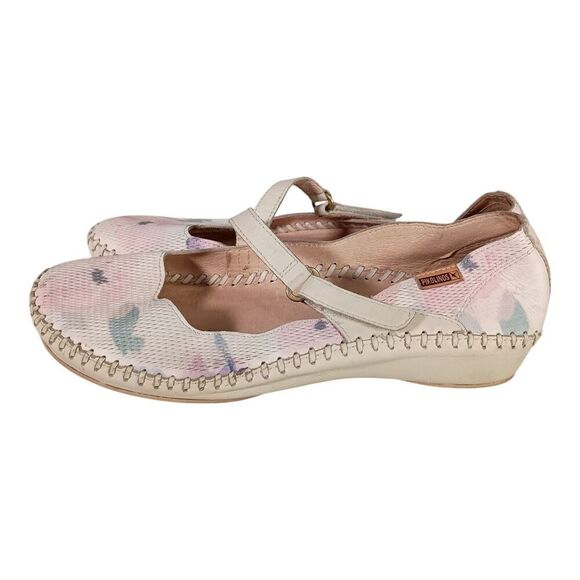 Pikolinos Mary Jane Flats White Multi Leather Closed Toe Women's 39/US 8.5 - 9 - Picture 6 of 9